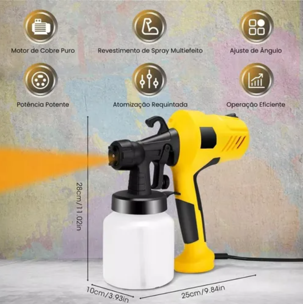 Kit de Pintura Eléctrica con Pistola Pulverizadora + Careta Protectora Facial